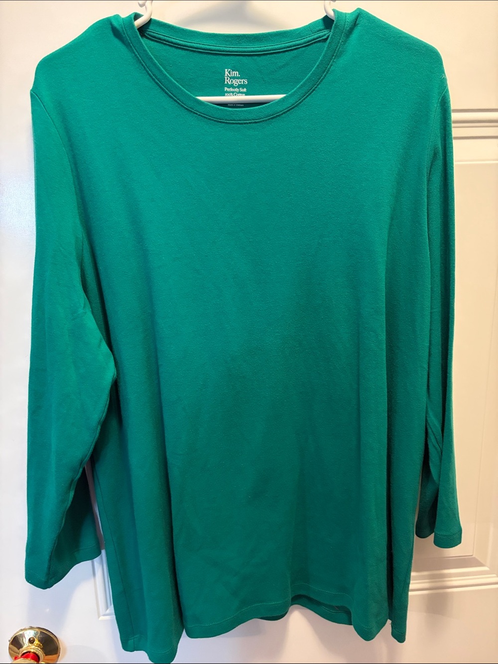 Kim Rogers Teal Green Long Sleeve Scoop Neck Top